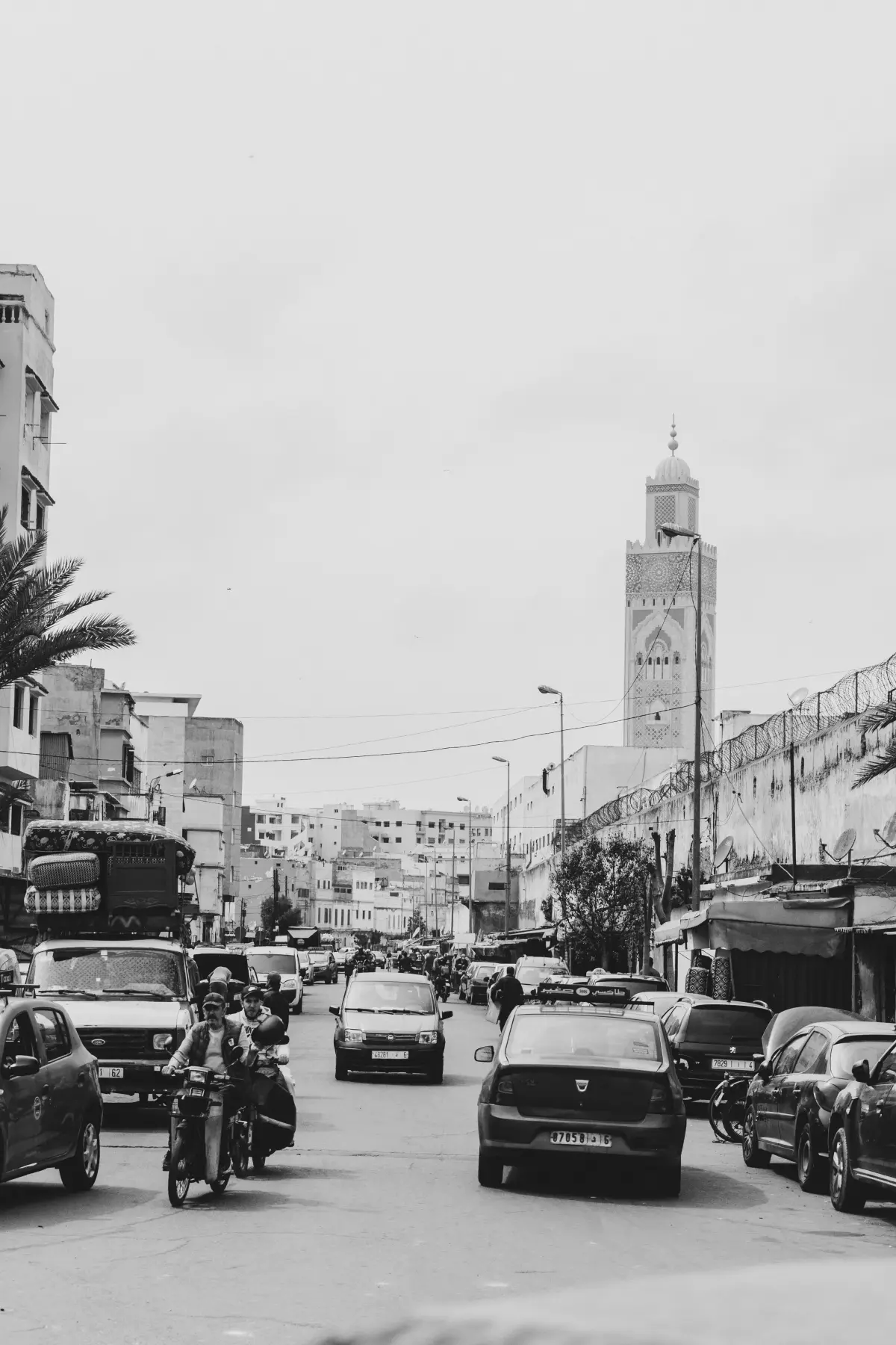 Hassan II Mosque architecture in Casablanca under a clear sky