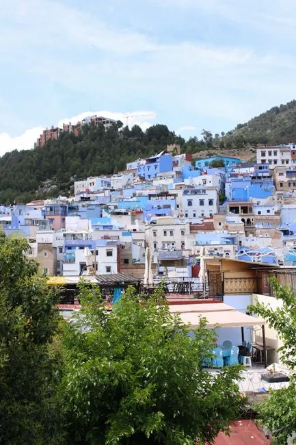 The blue-washed buildings and narrow streets of Chefchaouen, Morocco